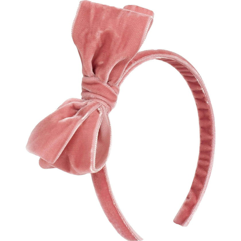 Velvet Big Bow Alice Band in Blush
