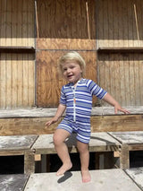Boys' anti-UV short-sleeved jumpsuit, blue striped | COMBI MALO