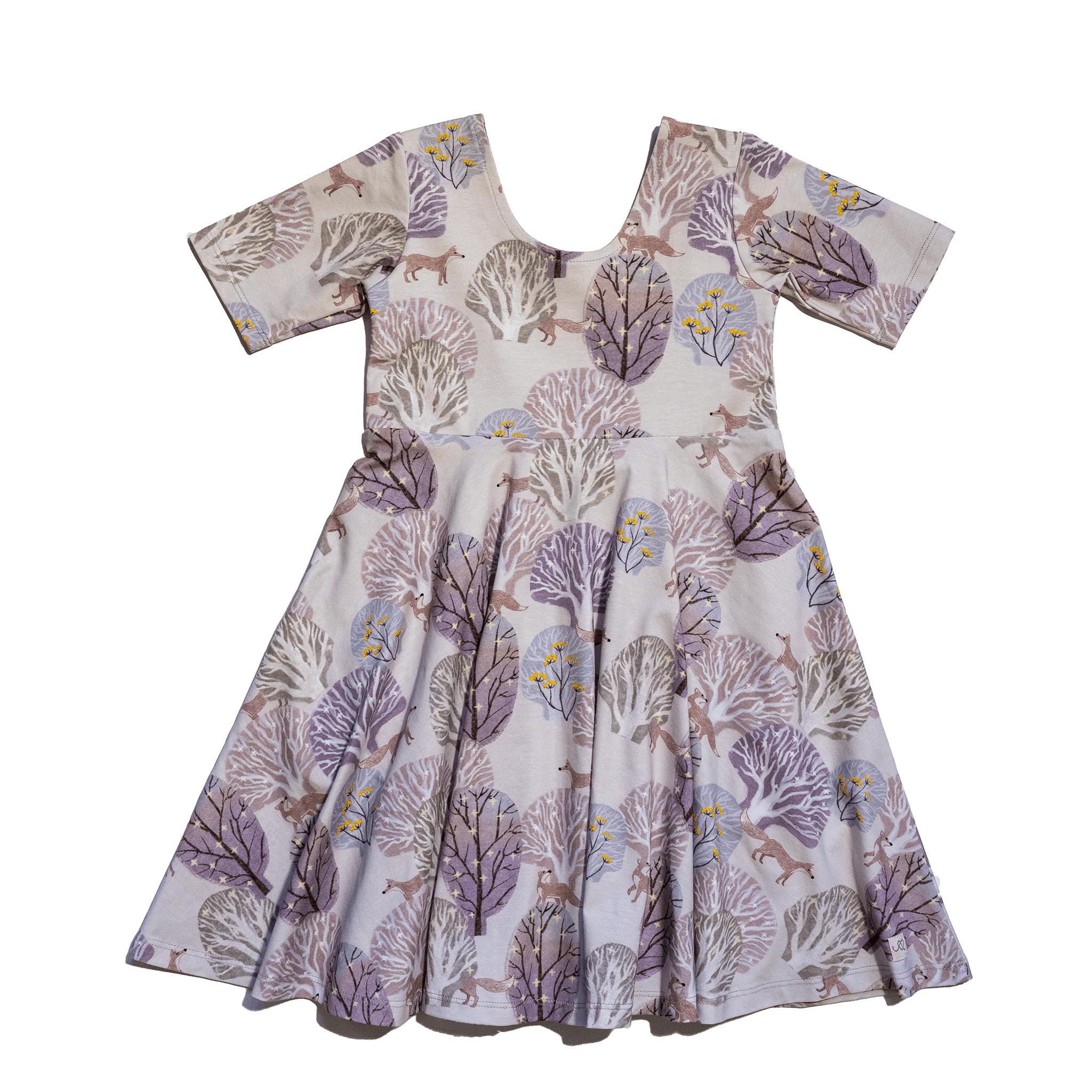 Reese Print Round Neck Elbow Sleeve Twirl Dress
