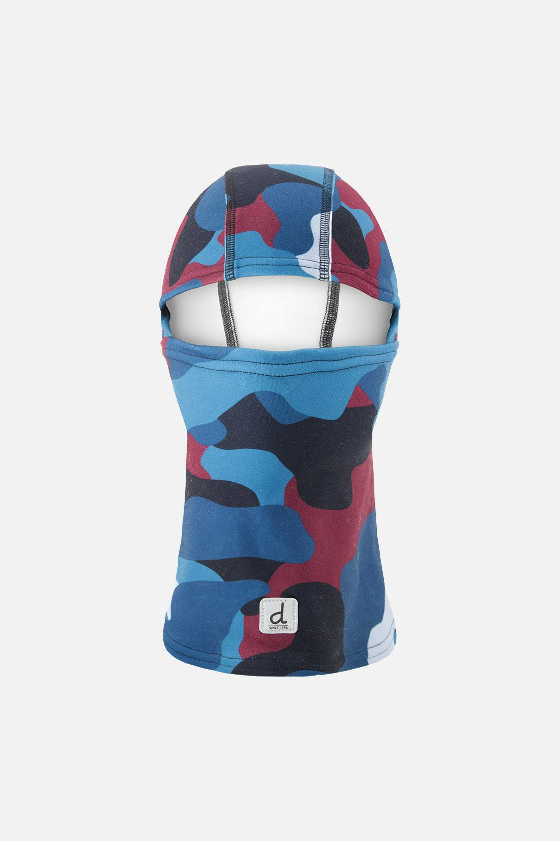 Brushed Jersey Balaclava Blue and Red Camouflage Print