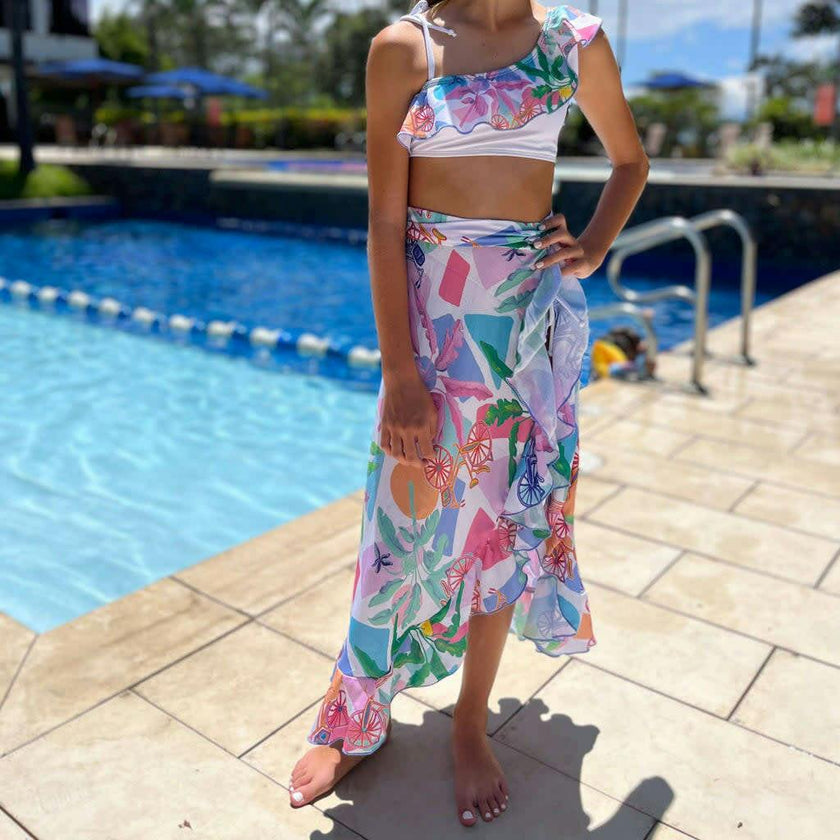 Girl's Wrap Skirt - Puerto Viejo Print