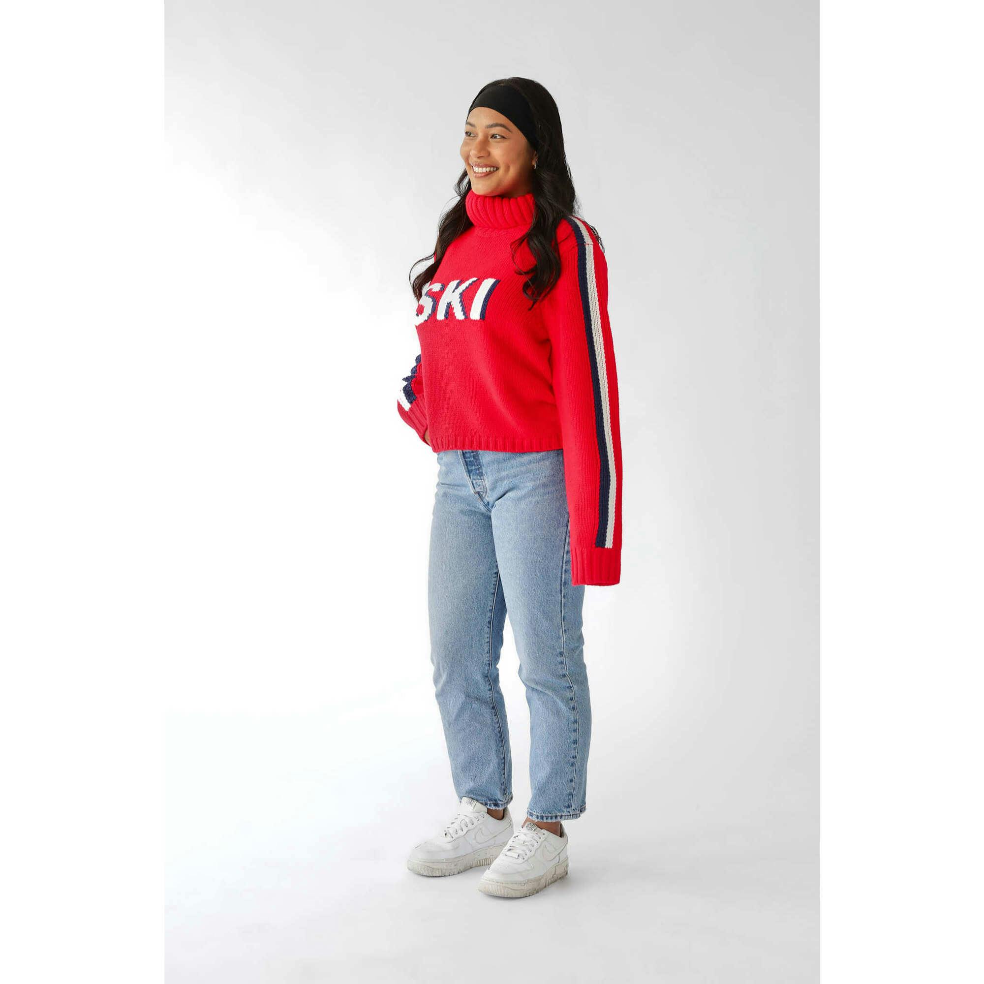 Womens Retro Ski Cropped Turtleneck