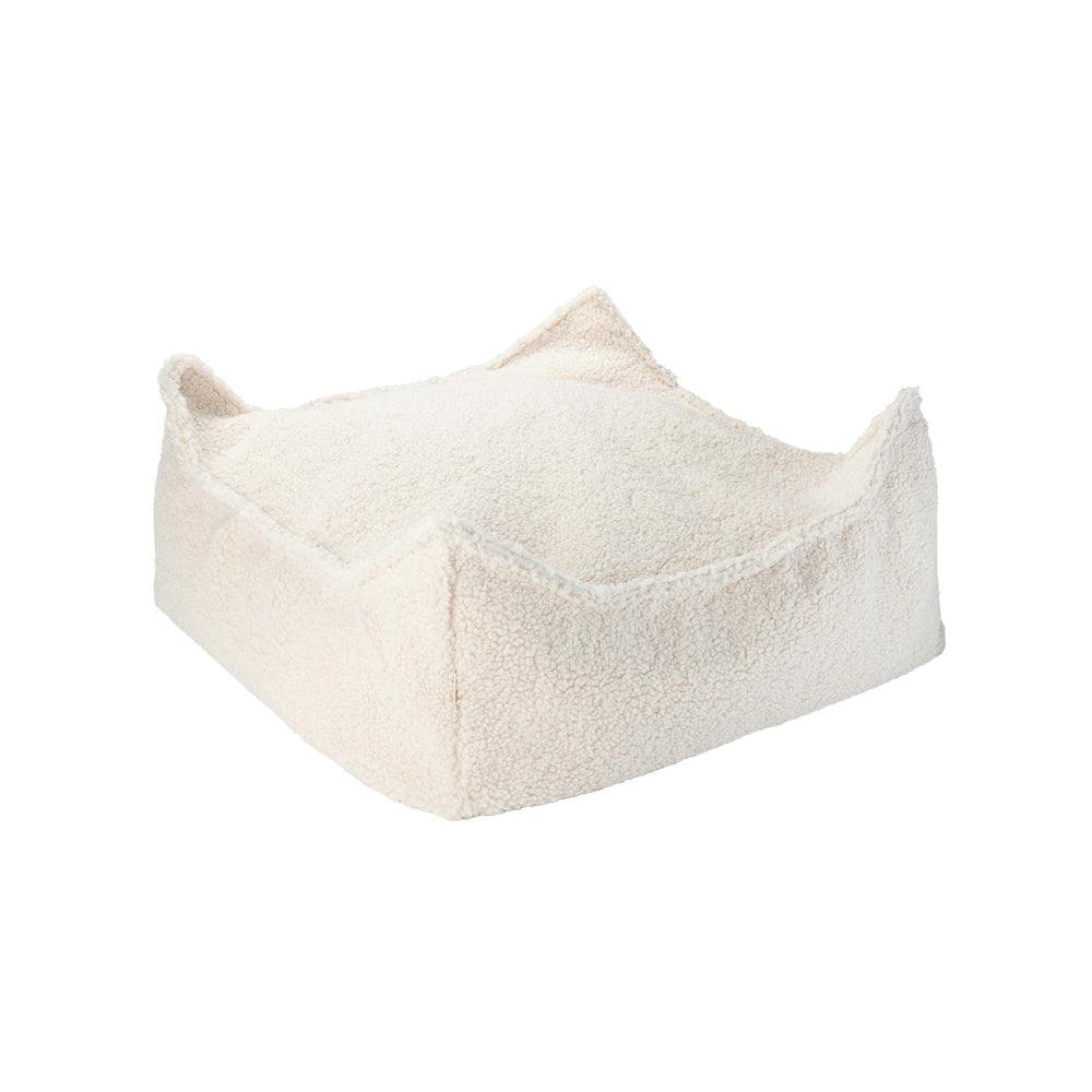 Cream White Square Ottoman