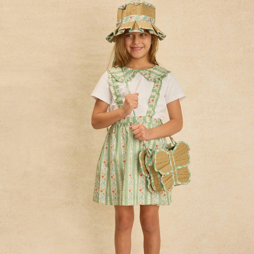 Lorna Murray x La Coqueta Sage Floral Stripe Beauty Point Girl Grass Hat