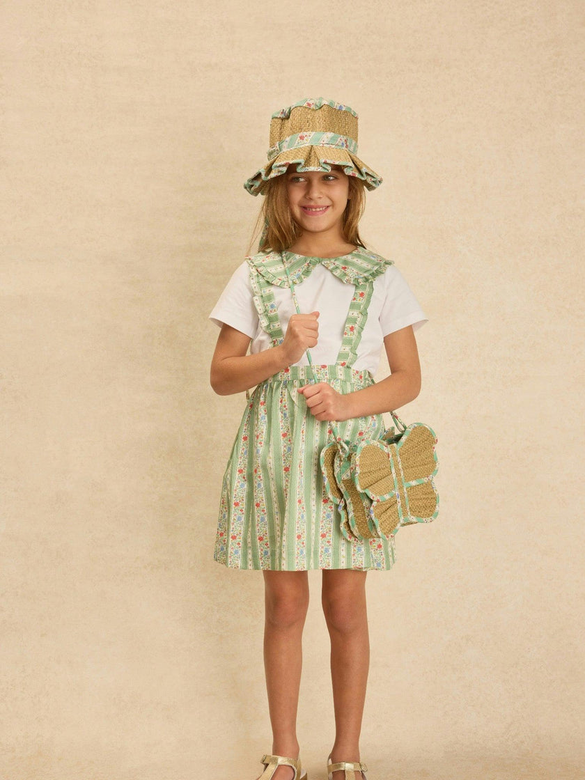 Lorna Murray x La Coqueta Sage Floral Stripe Beauty Point Girl Grass Hat