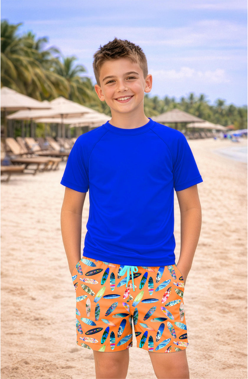Dylan Boys Surfboard Print Board Shorts