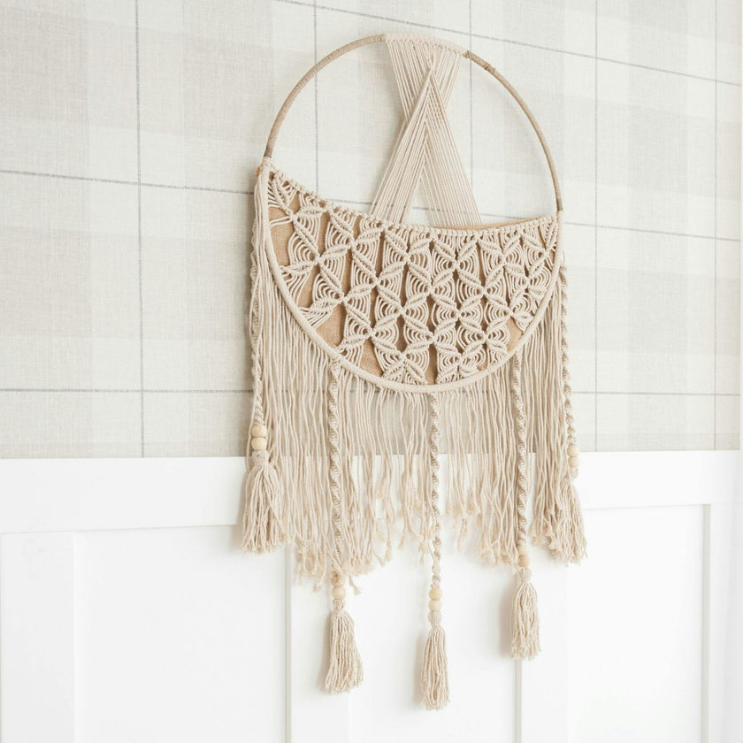 Charlie Farmhouse Macrame Storage Basket with Tassels