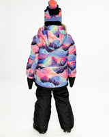 Two Piece Play Snowsuit Pink Mountain Print With Black Pants