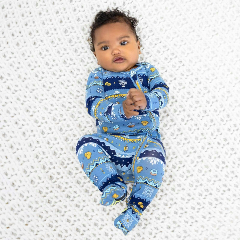 Hanukkah Fair Isle Bamboo Convertible Footie