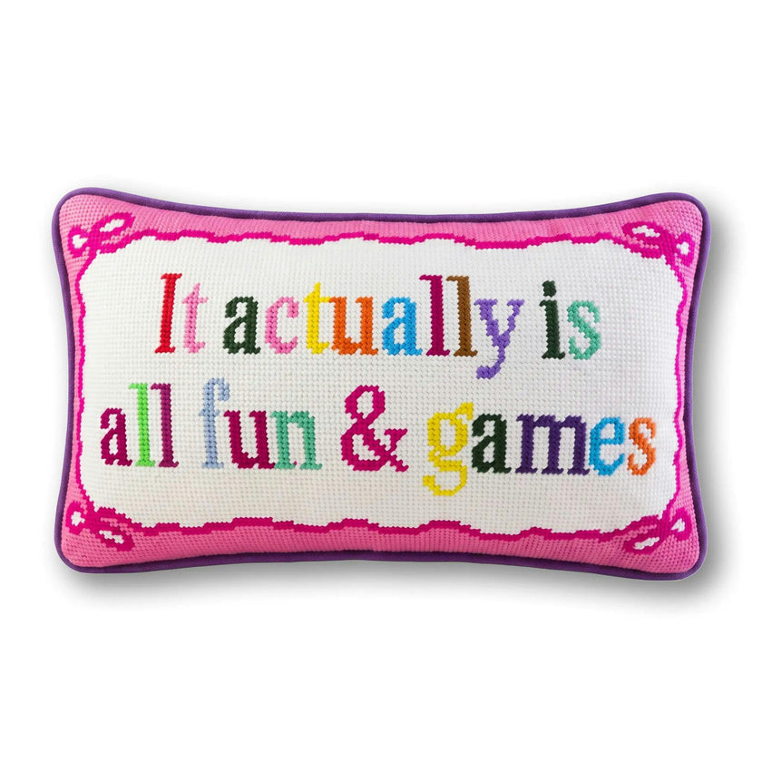 Fun And Games Needlepoint Pillow