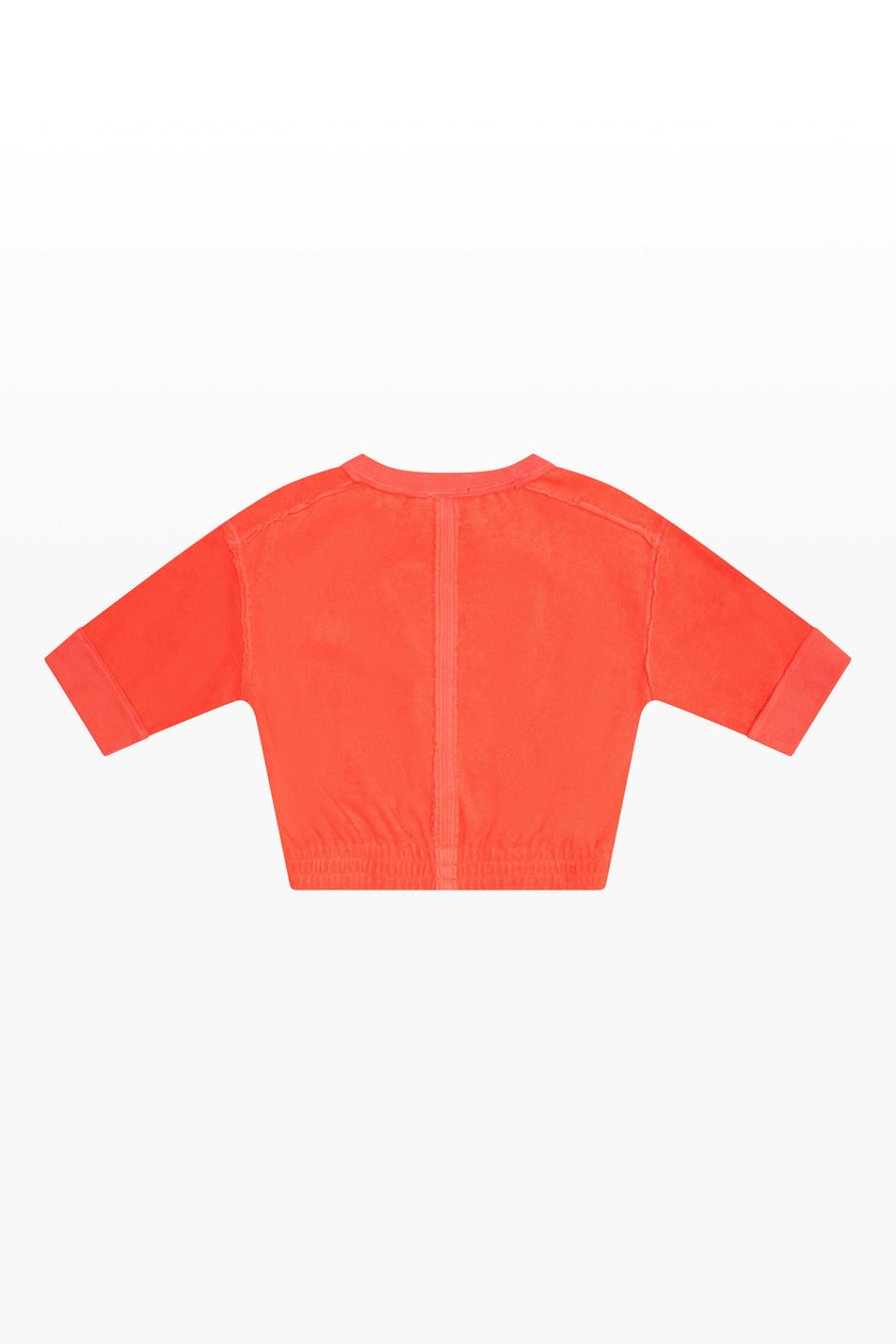 Terry Cloth Elbow Sleeve Pullover