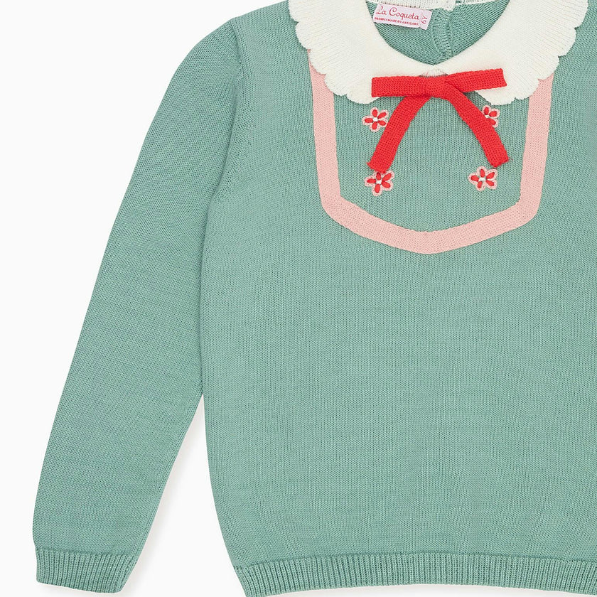 Sage Green Madena Cotton Girl Jumper