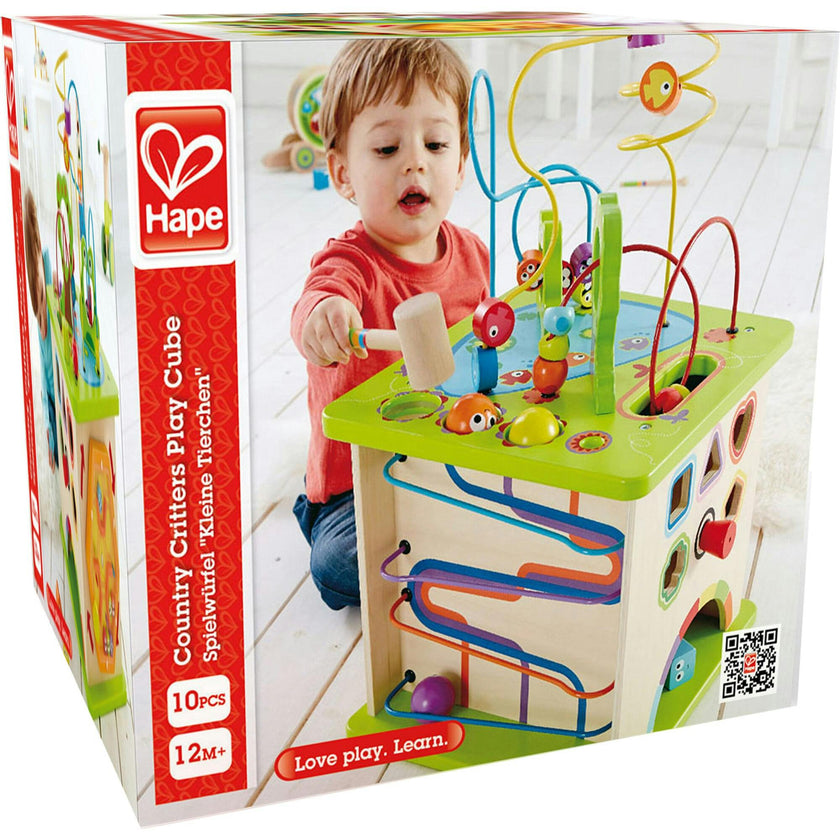 Country Critters 5-Sided Wooden Play Cube for Toddlers