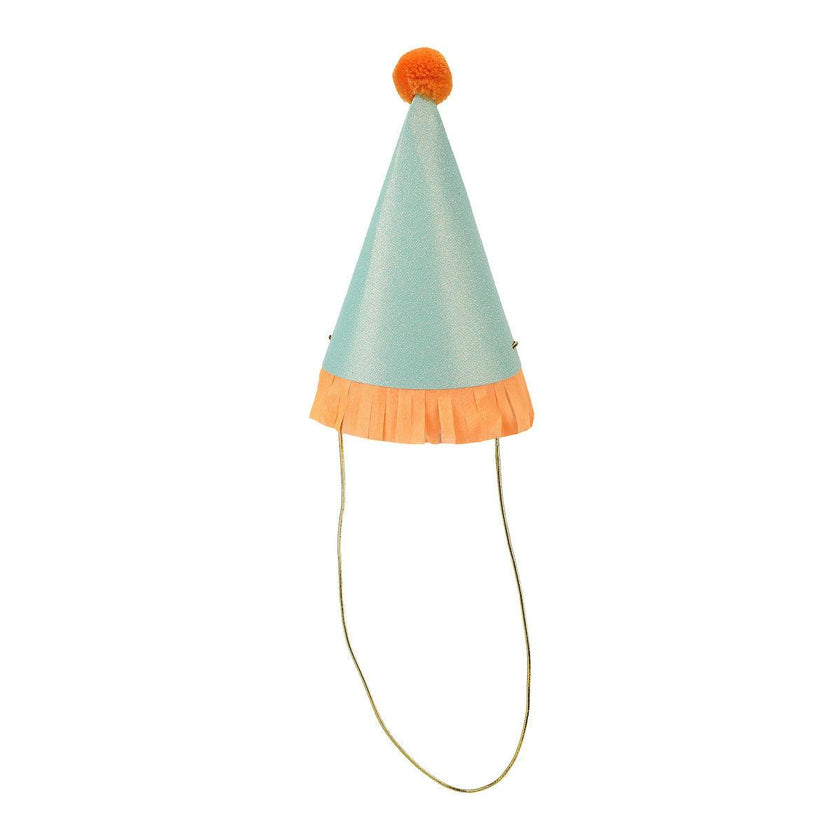 Packed Party Top Off the Fun Mini Glitter Party Hats Set of 8 - Shimmering Glitter Hats with Pom Pom Tops and Gold Elastic Straps, One Size Fits All