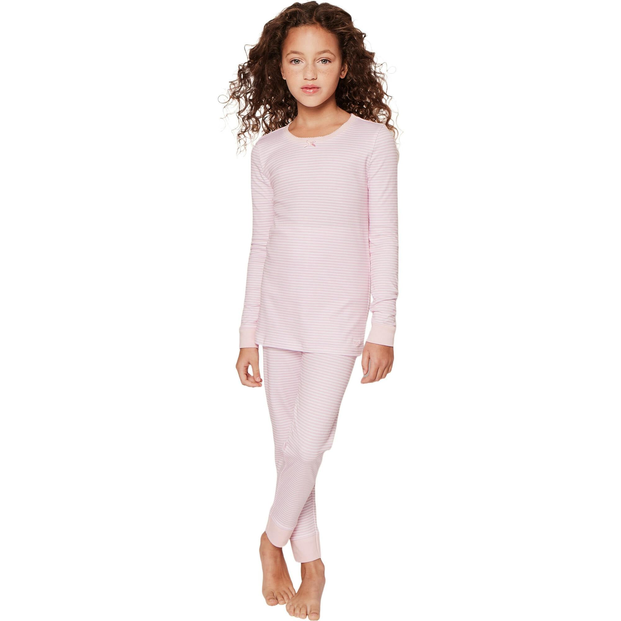 Kid's Pima Snug Fit Pajama Set in Pink Stripe