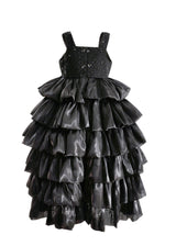 Black Ruffle Tiered Gala Dress