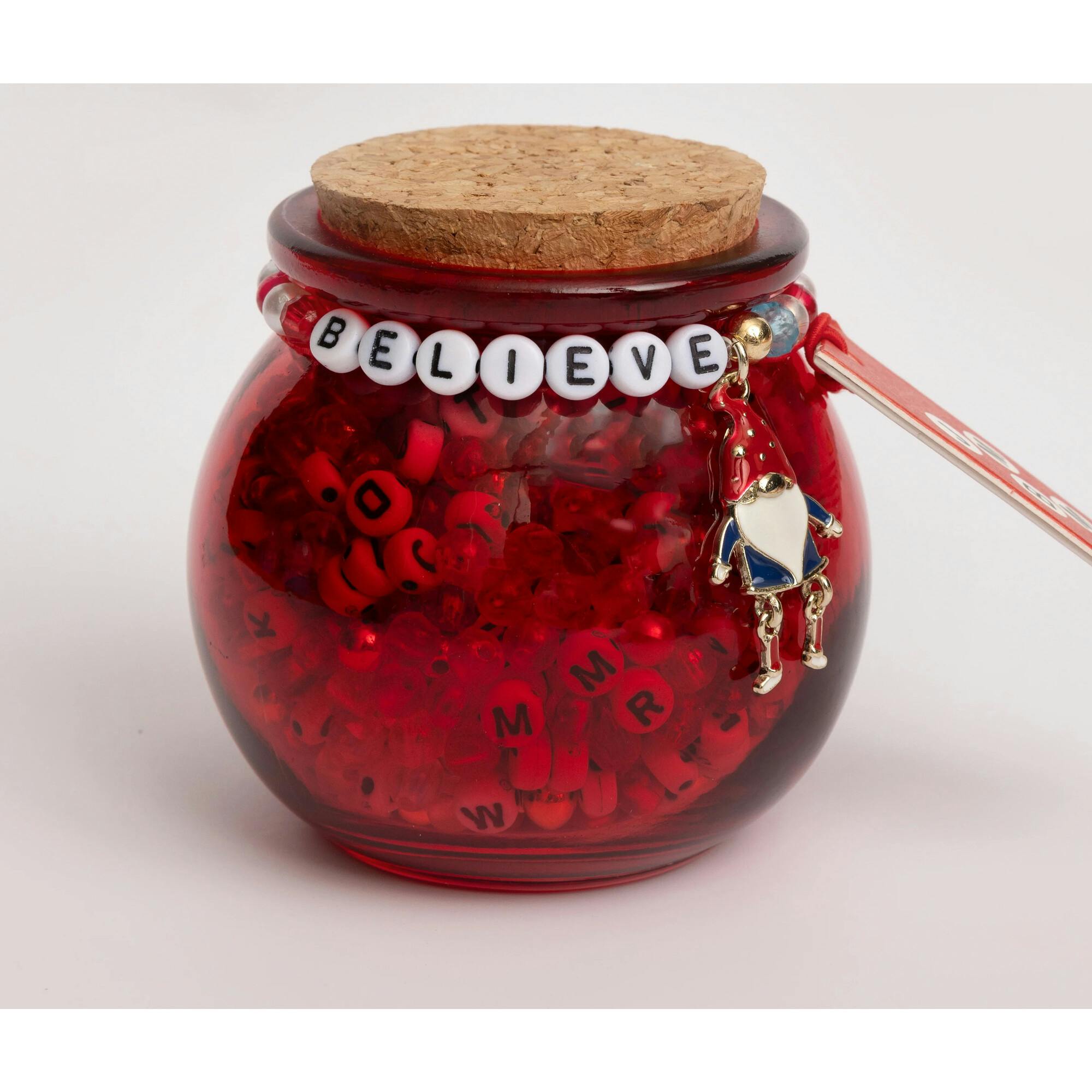 Believe Gnome Charm DIY Red Bead Jar