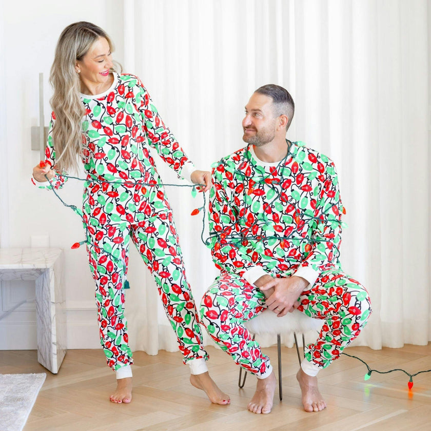 Organic Adult Men's Pajamas - Holiday Lights