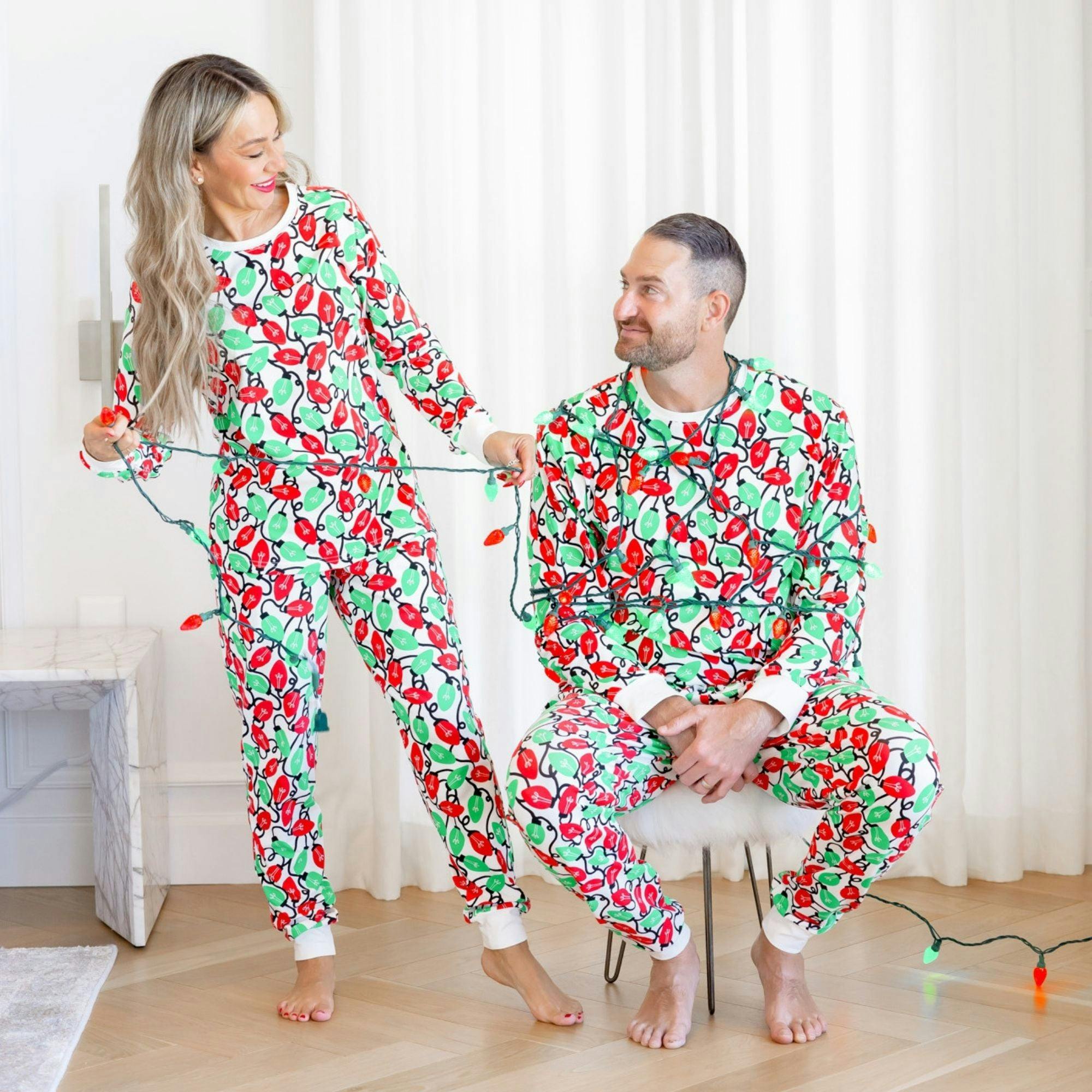 Organic Adult Men's Pajamas - Holiday Lights