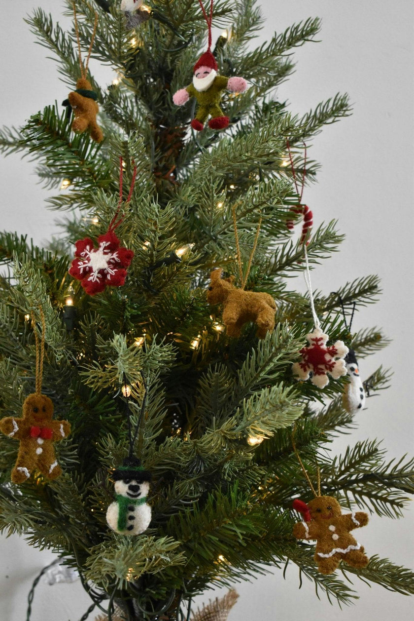 24 Piece Set- Iconic Christmas Mini Tabletop Tree Set- Hand Felted Wool