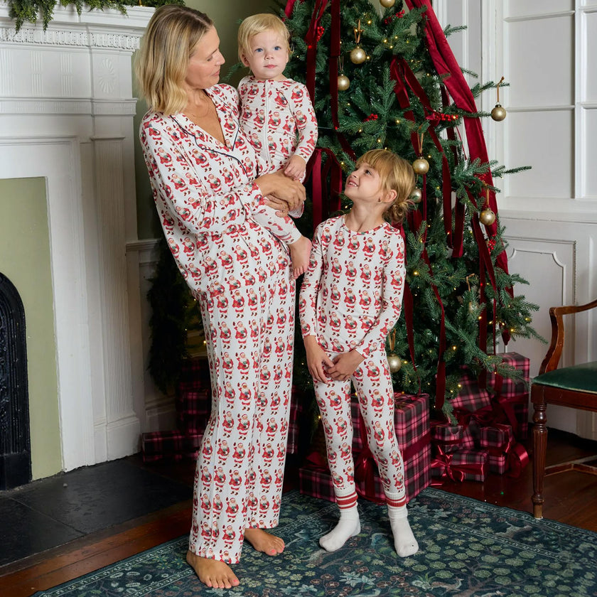 Womens Bamboo PJ Set - Vintage Santas