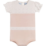 Girls Pointelle Contrast Knit Romper Blush