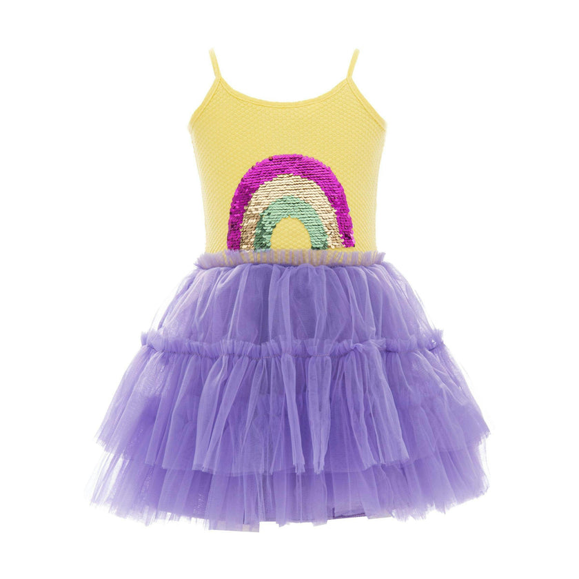 Purple Jenny Sequin Rainbow Tulle Dress
