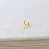 Lightning Bolt Titanium Flat Back Stud Earring