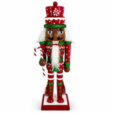 African American Candy Cane Nutcracker with Peppermint Hat, 10 Inch