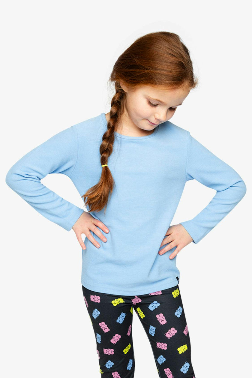 Brushed Rib Crew Neck Top Pale Blue