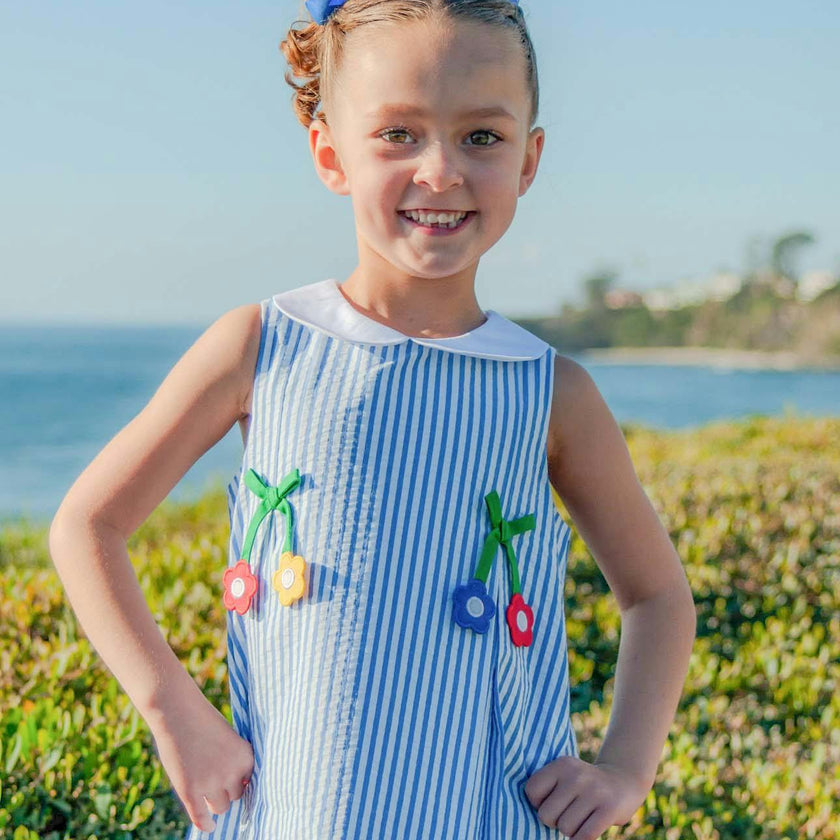 Seersucker Dress With Flowers
