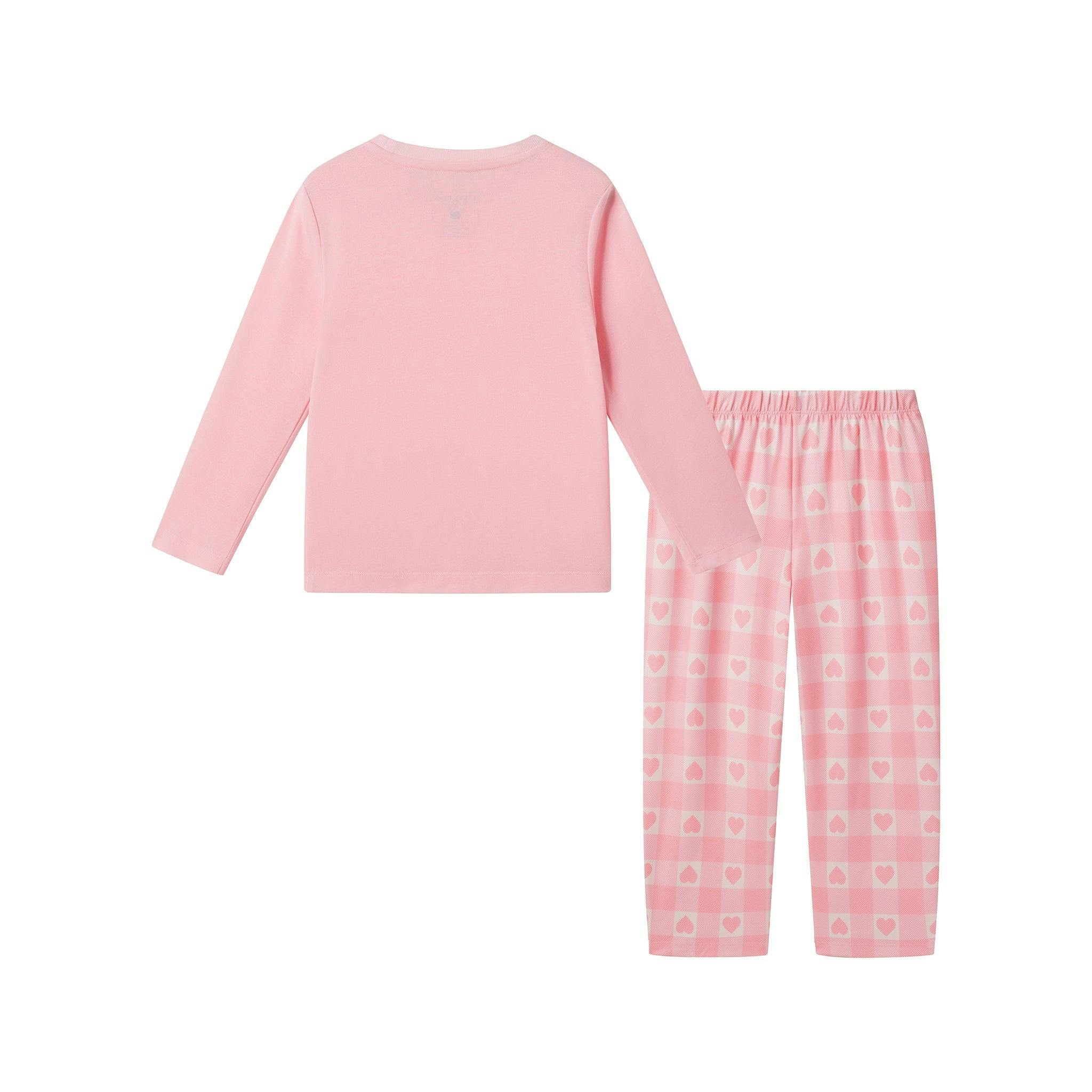 Girls Pajama Set | Heart Plaid - Pink