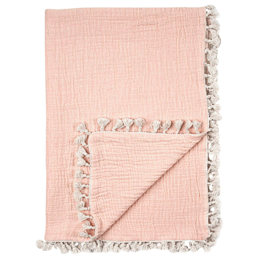 6-Layer Cotton Muslin Baby Blanket (Rose Pink)