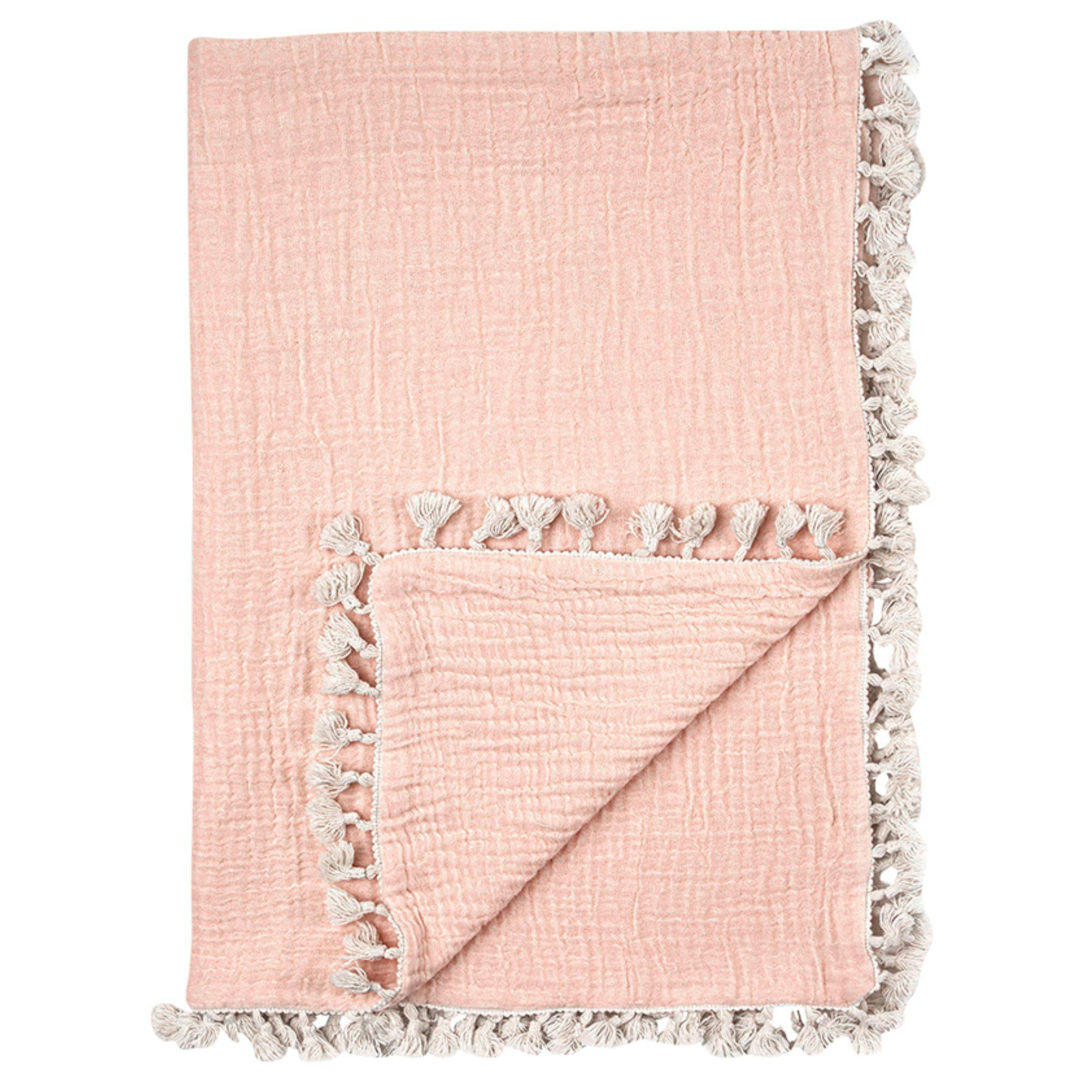 6-Layer Cotton Muslin Baby Blanket (Rose Pink)