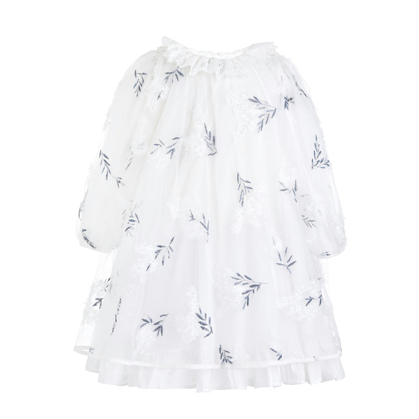 White Floral Embroidered Dress