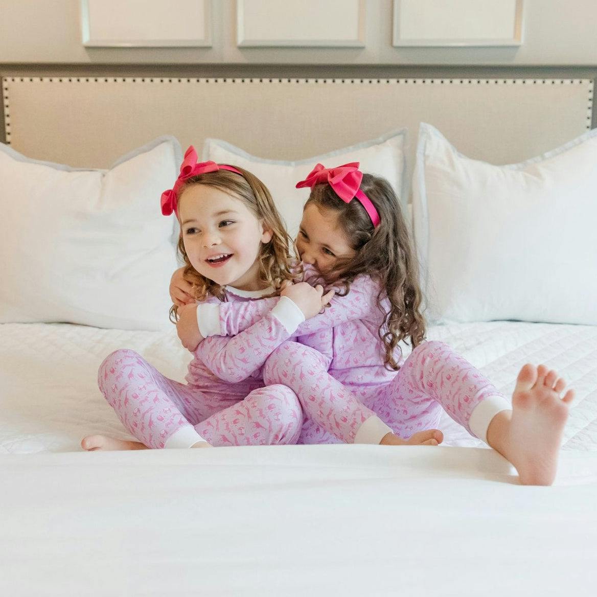 Ava Girls' Pajama Pant Set - Pink Savanna Safari