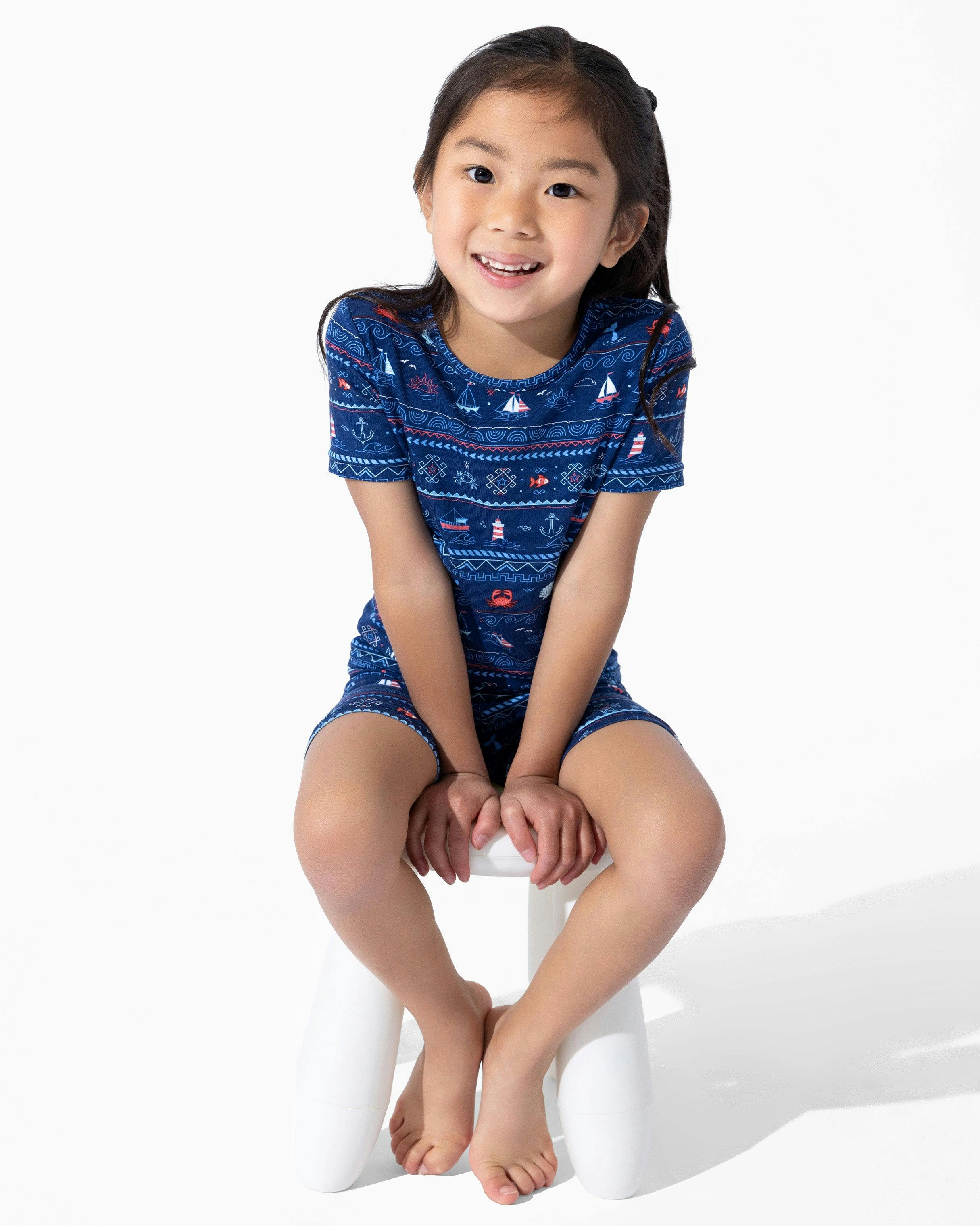 Sail Away Fair Isle Bamboo Kids Pajama Short Set