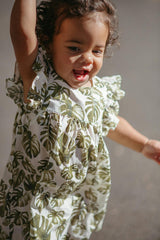 Island Leaf Ruffle Dress & Bloomers