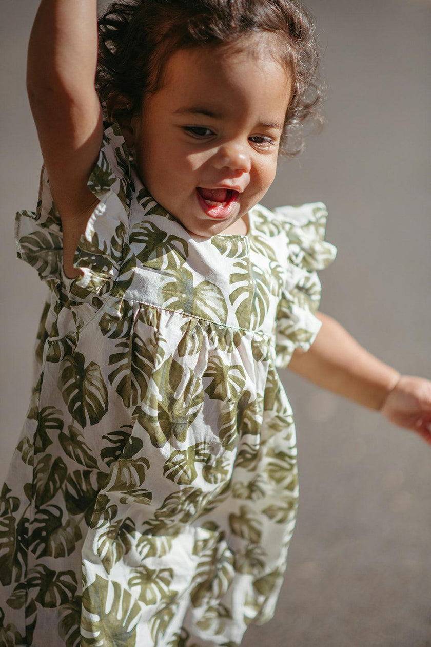 Island Leaf Ruffle Dress & Bloomers
