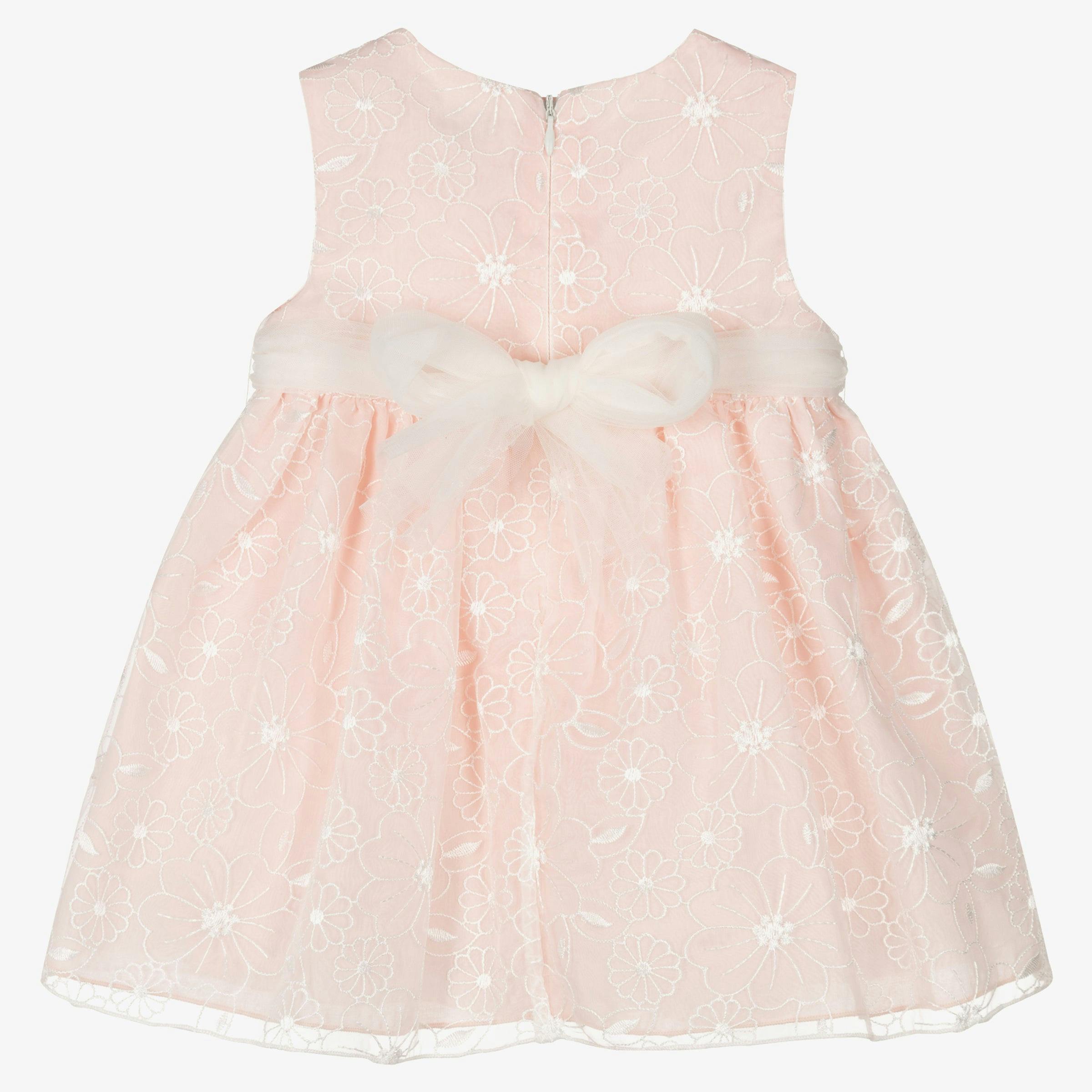 Pink Organdy Embroidered Dress