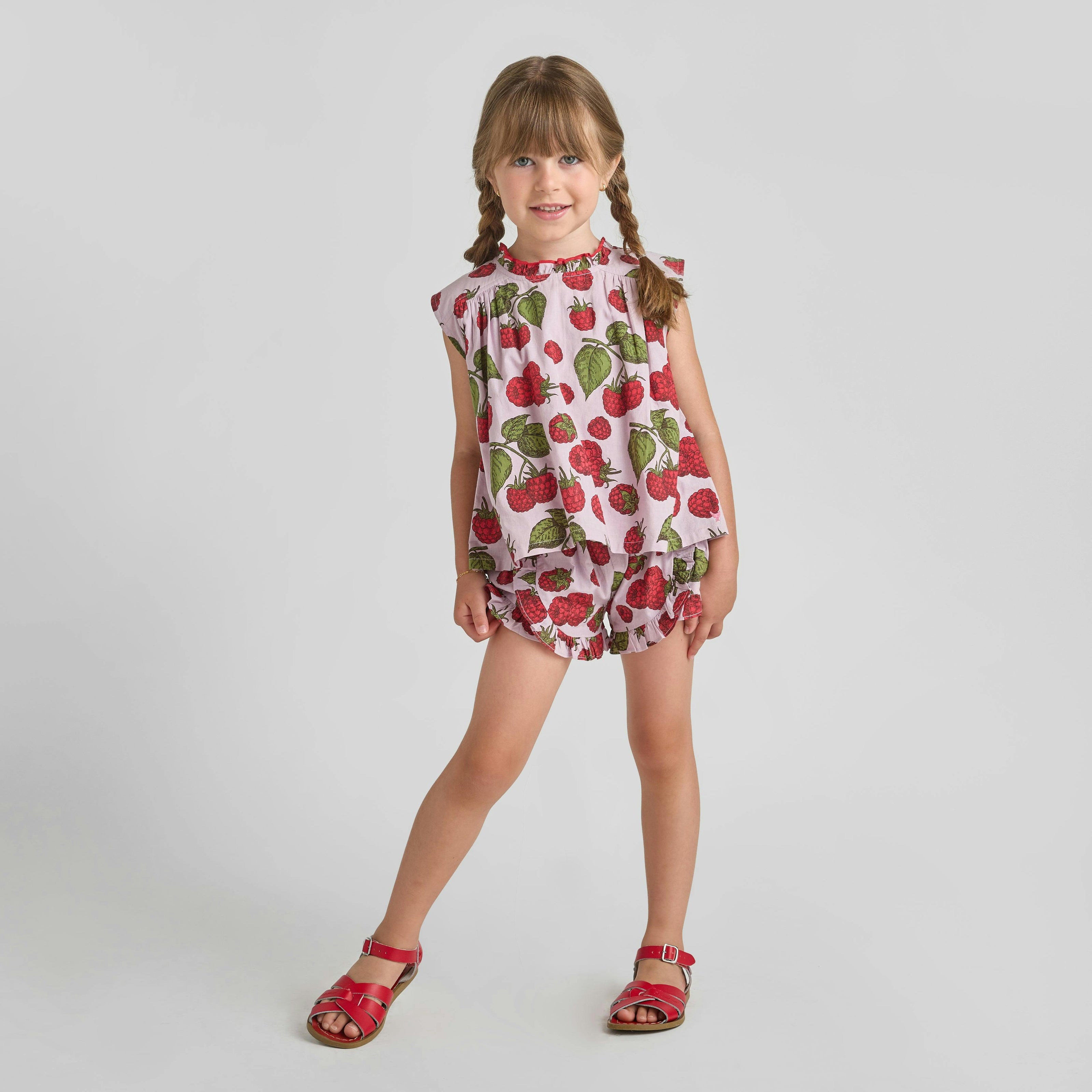 Girls Millie Ruffle Short - Lavender Raspberries