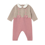 Pink Tricot Romper with Bow Detail