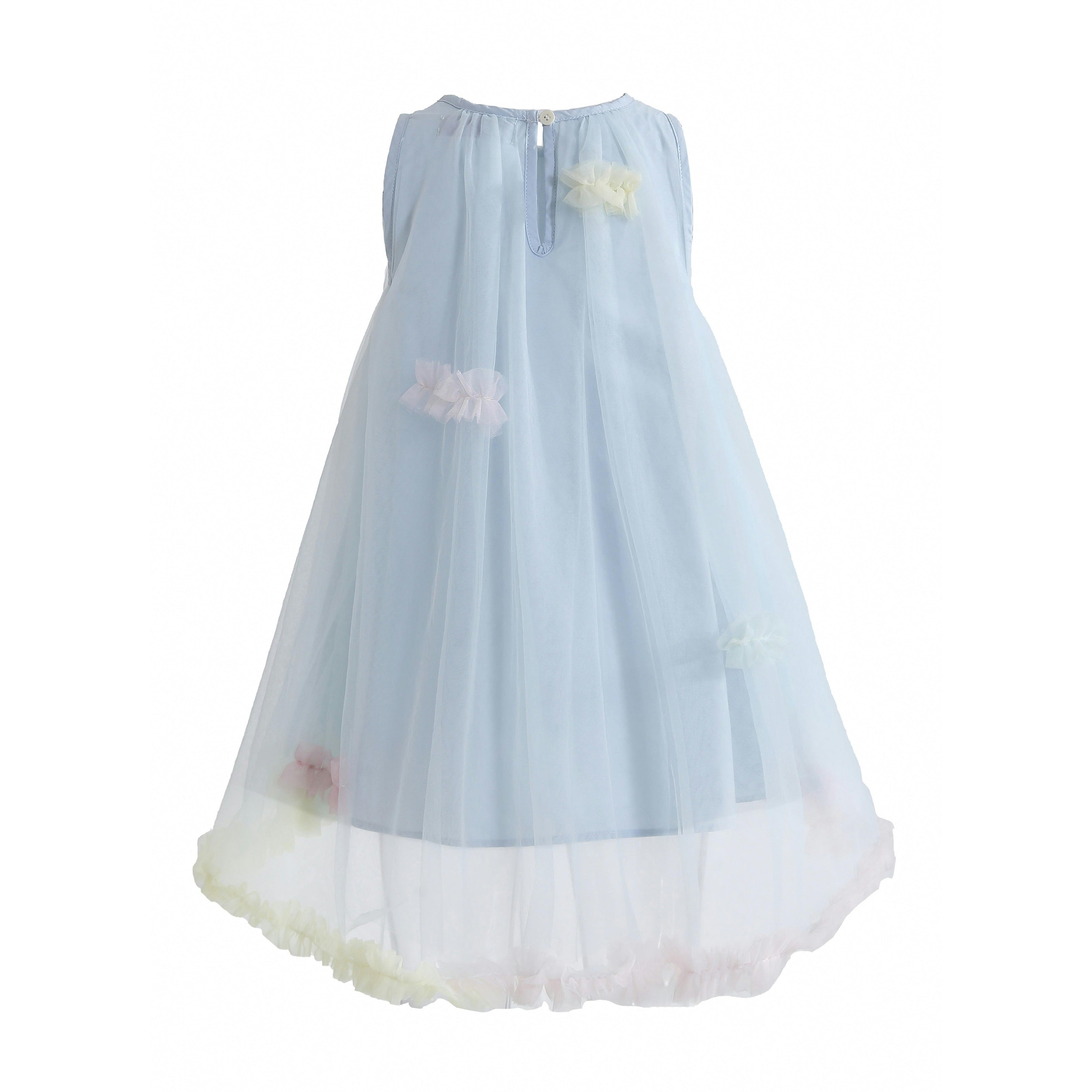 Blue Serenelle Floral Embellished Tulle Dress