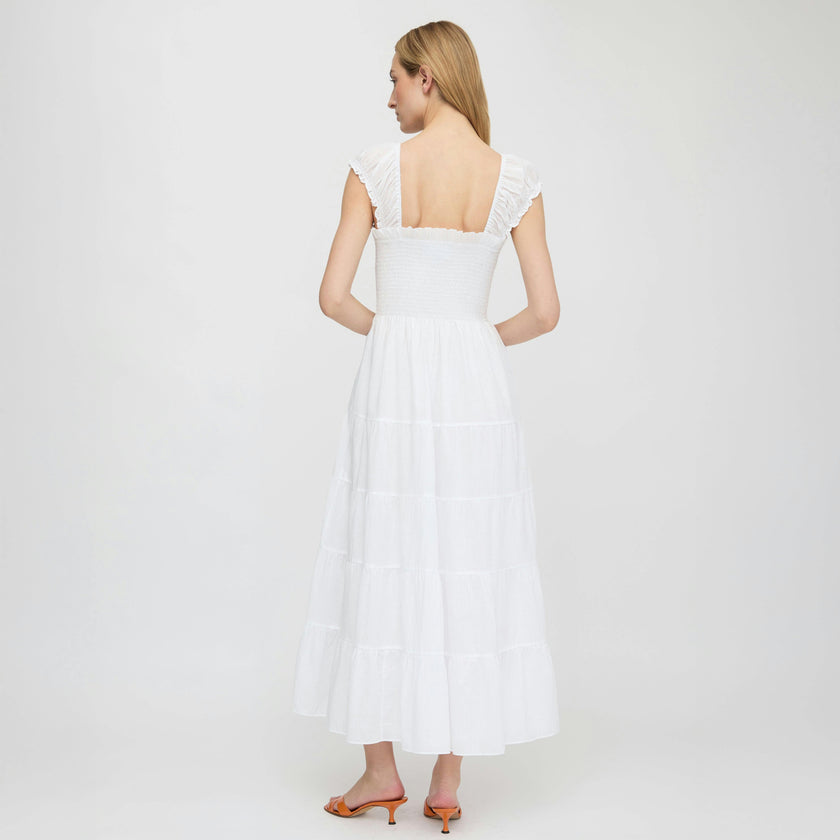 The Stella Nap Dress - White Shadow Stripe