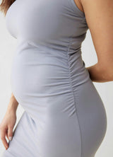 Sleeveless Ruched Bodycon Maternity Mini Dress