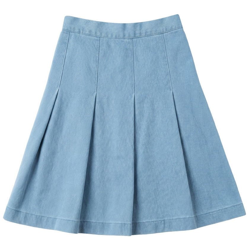 Denim Pleated Skirt