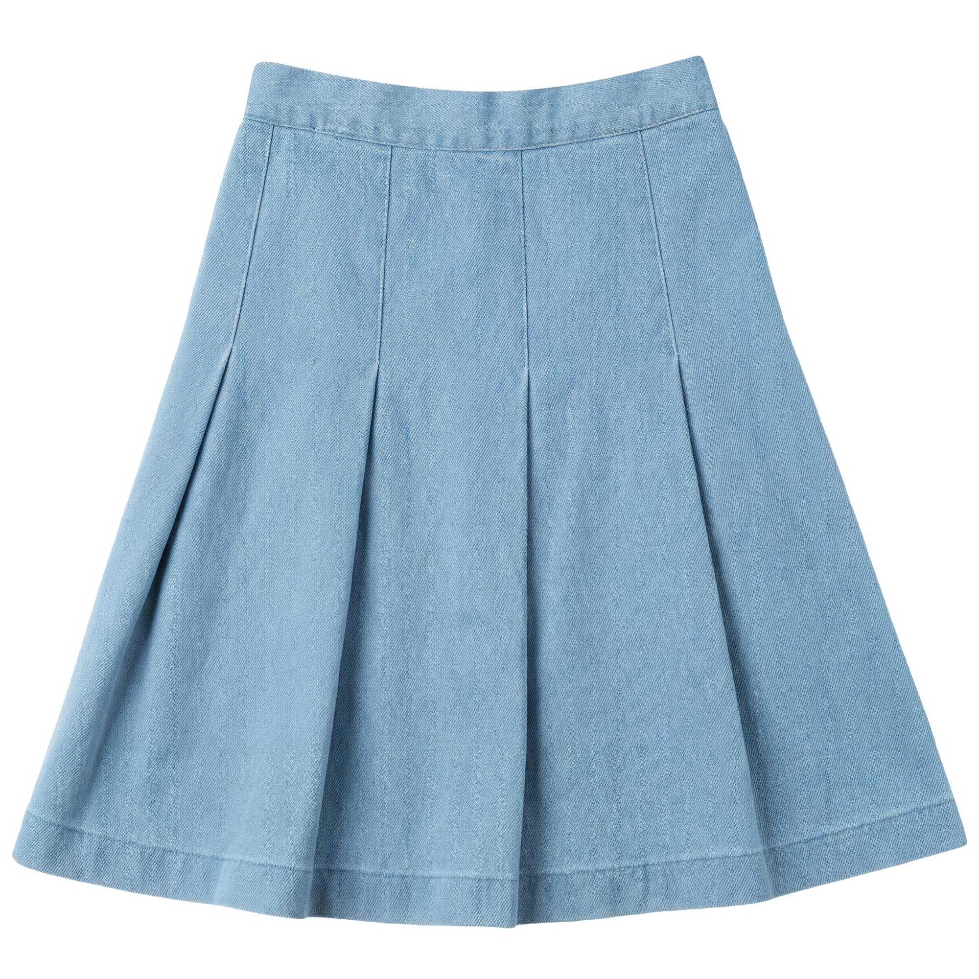 Denim Pleated Skirt
