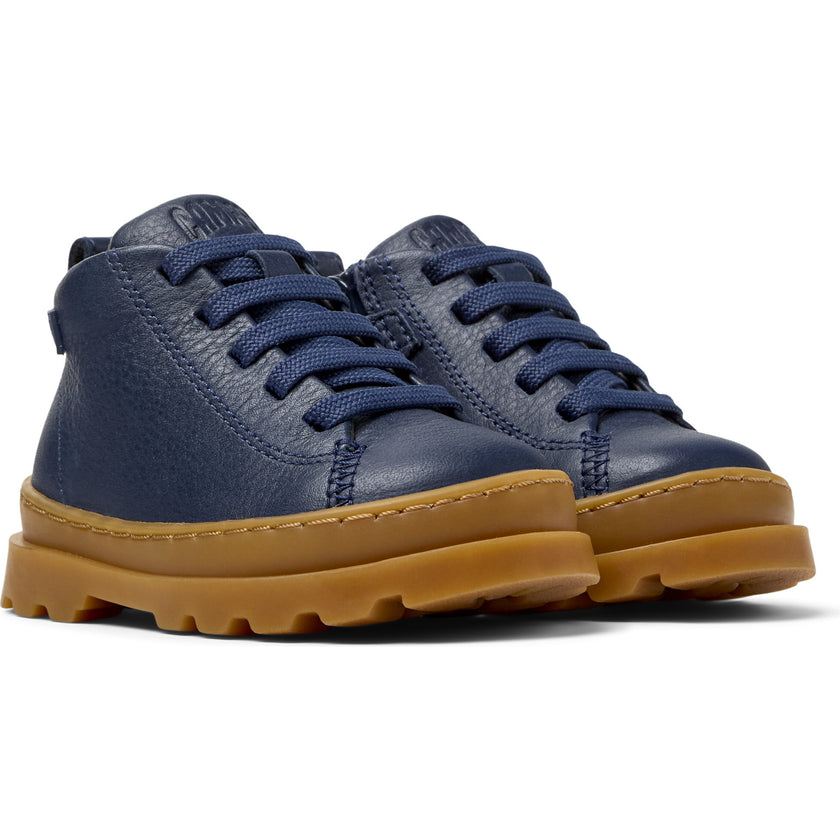 Kids Brutus Leather Ankle Boots, Blue