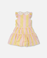 Flutter Sleeve Dress With Crochet Peter Pan Collar
