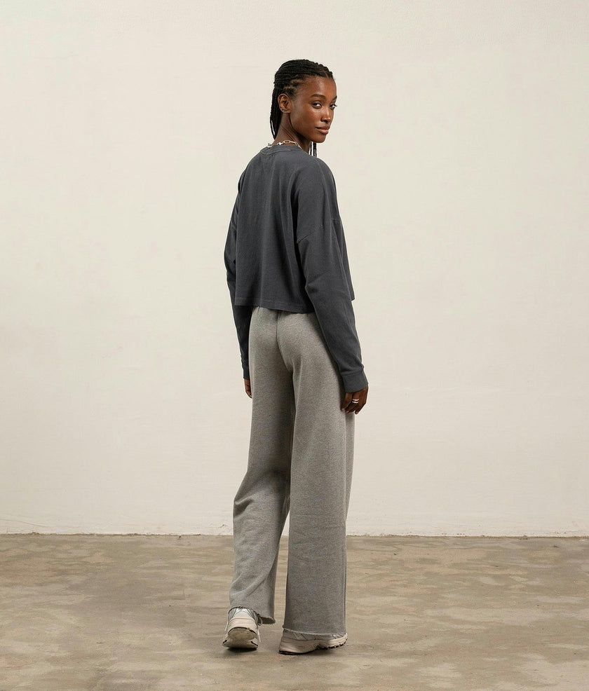 Womens Recycled Fleece Wide Leg Pant - Recycled Fleece - Heather Grey